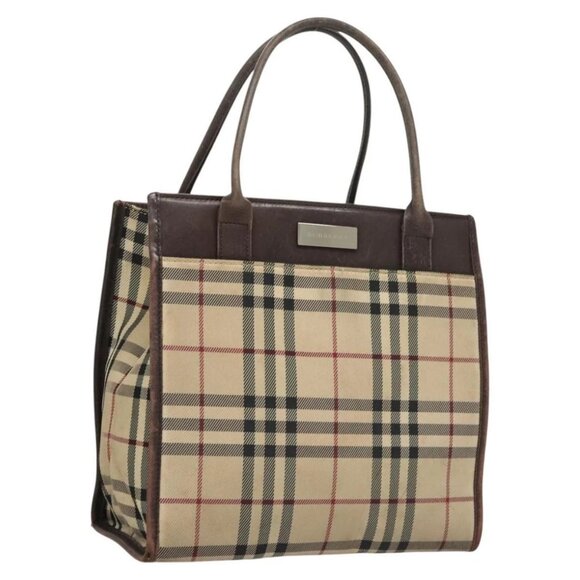 BURBERRY Nova Check Hand Bag Canvas Beige Auth 120347 - Picture 1 of 16
